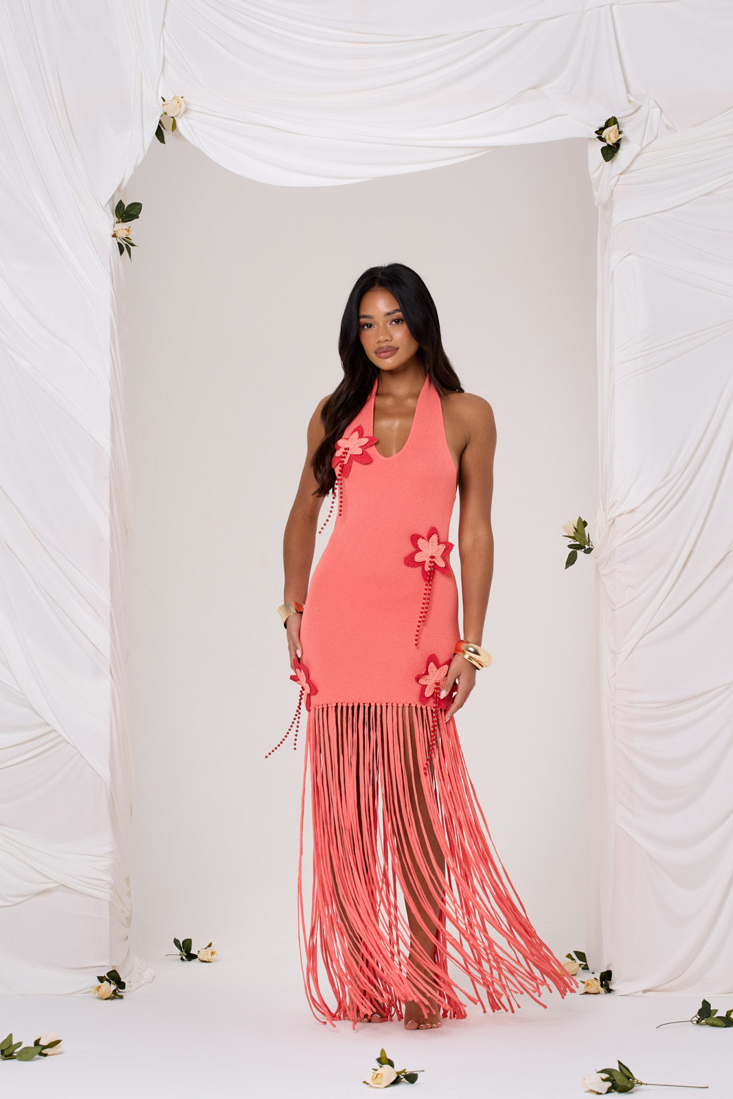 Fibi | Flower Maxi Dress Peach