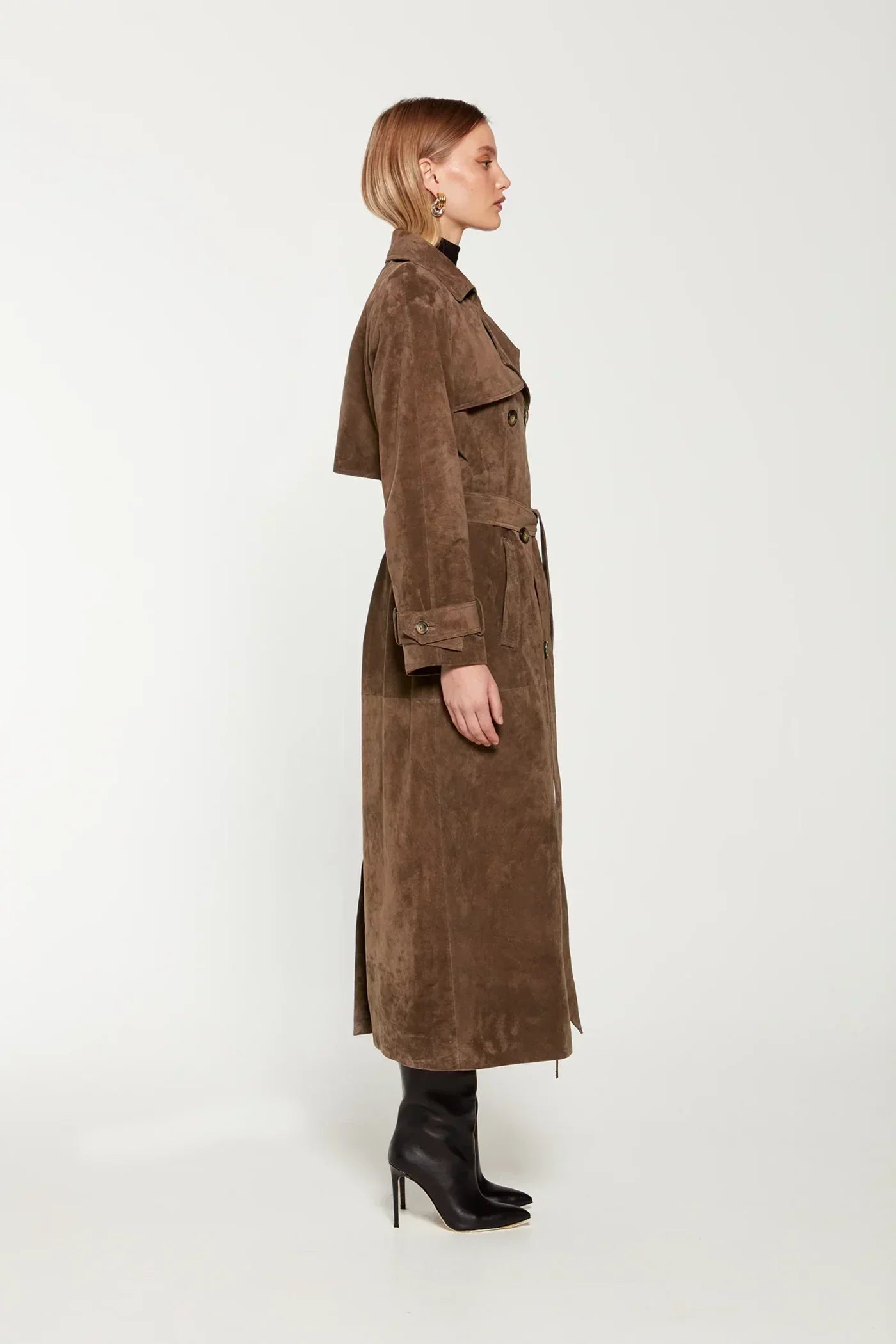 Anna - Suede Leather Trench Coat