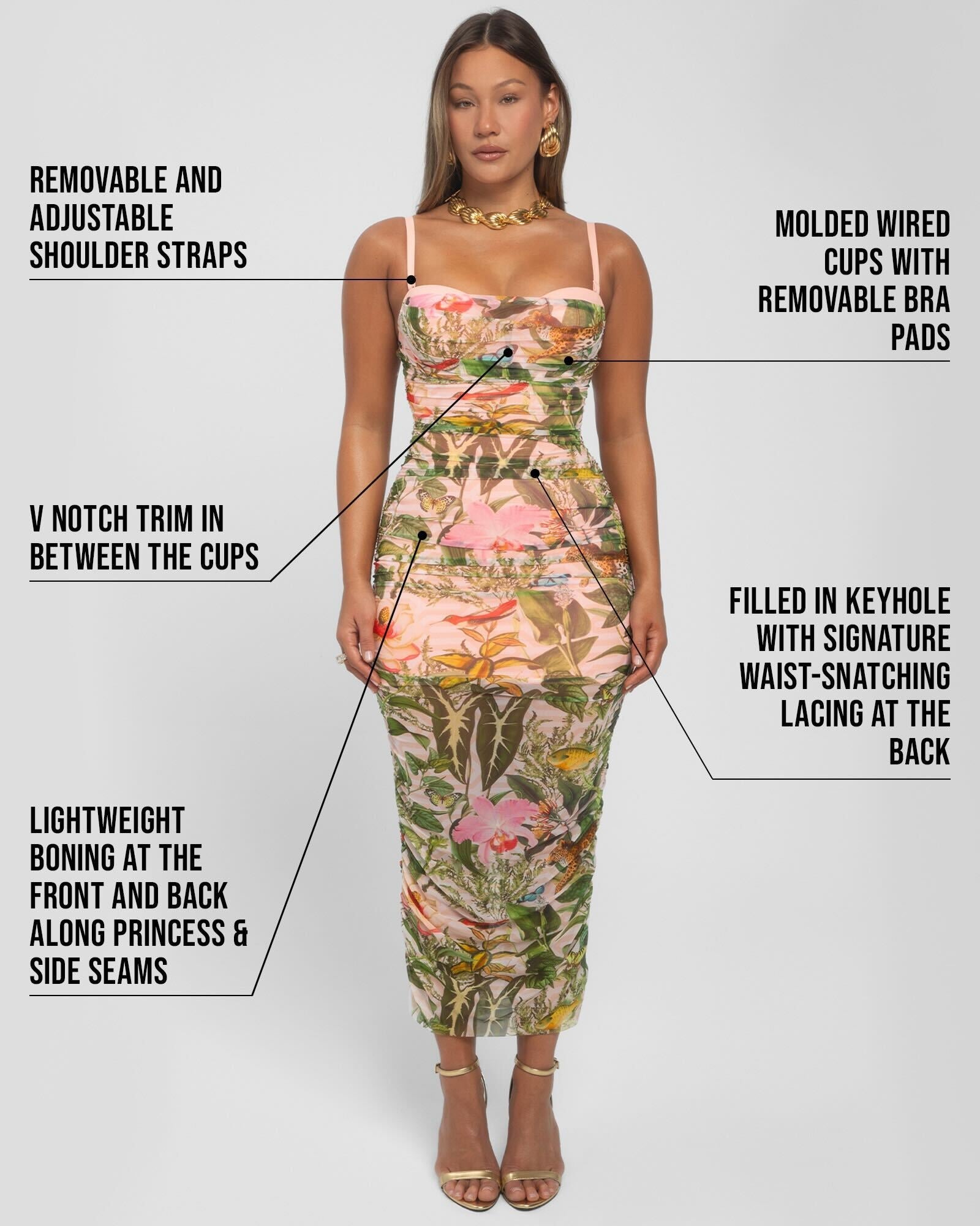 Sweetie Mesh Column Dress - Floral Ambrosia