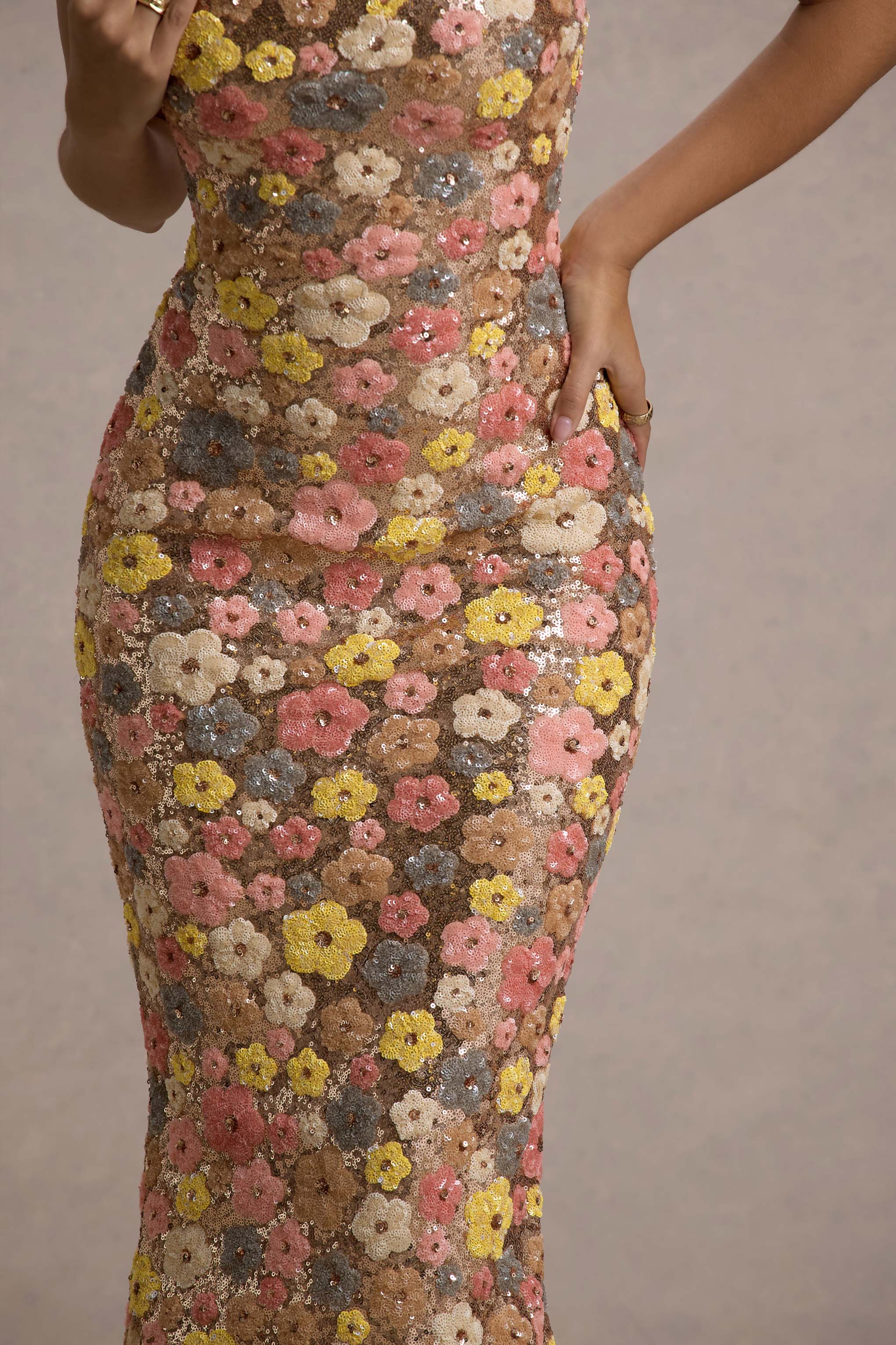 Elara Floral Sequin Maxi