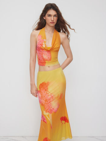 Noelle | Floral Mesh Halter Set