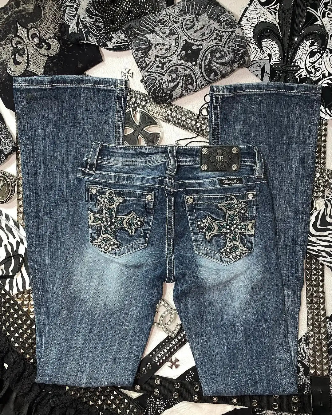 Lyra | Retro Gothic Diamond Jeans