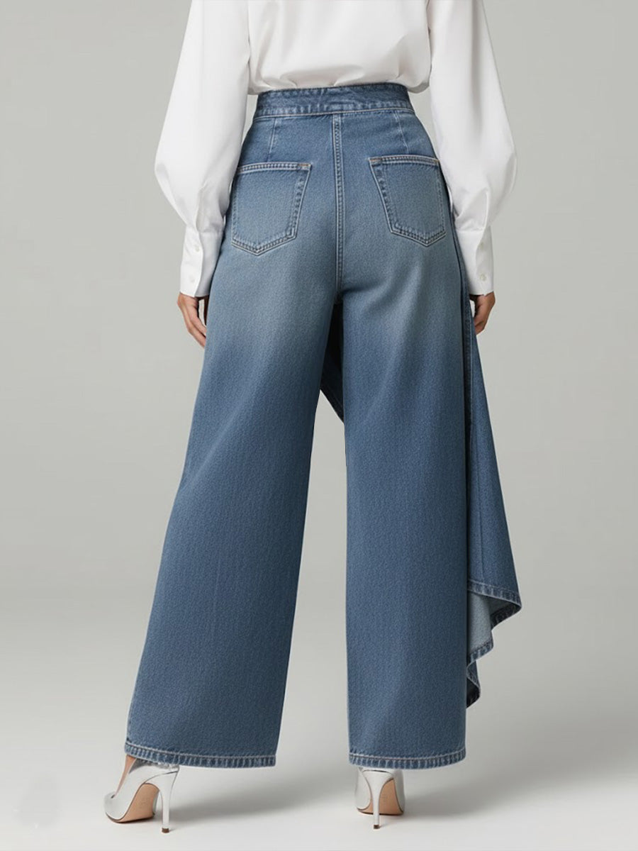 Stylish women's high-waisted wide-leg jeans with a relaxed fit